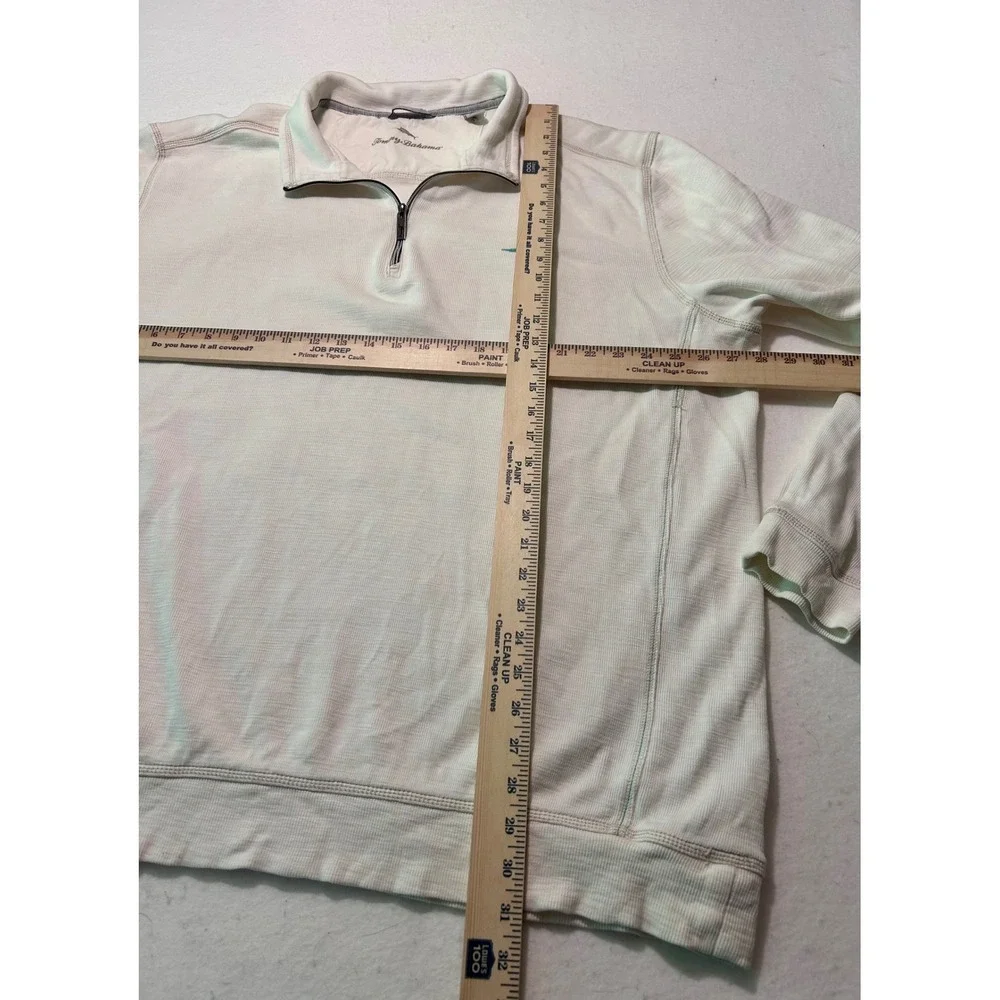 Tommy Bahama Mens XXXLT White Quarter Zip Pullover Pima Cotton Tencel Knit